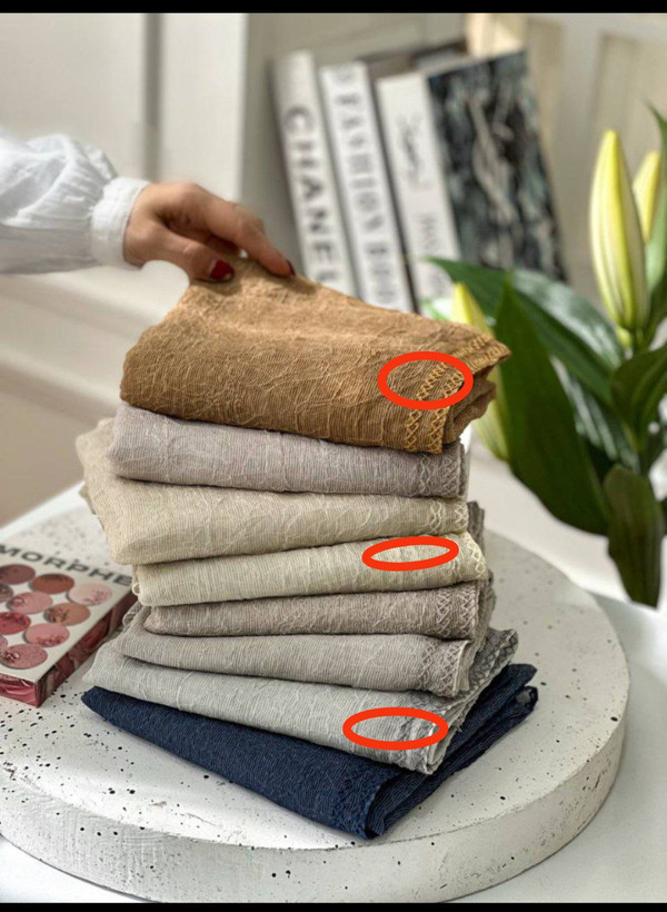 شال شیفون حاشیه دندون موشی رنگی